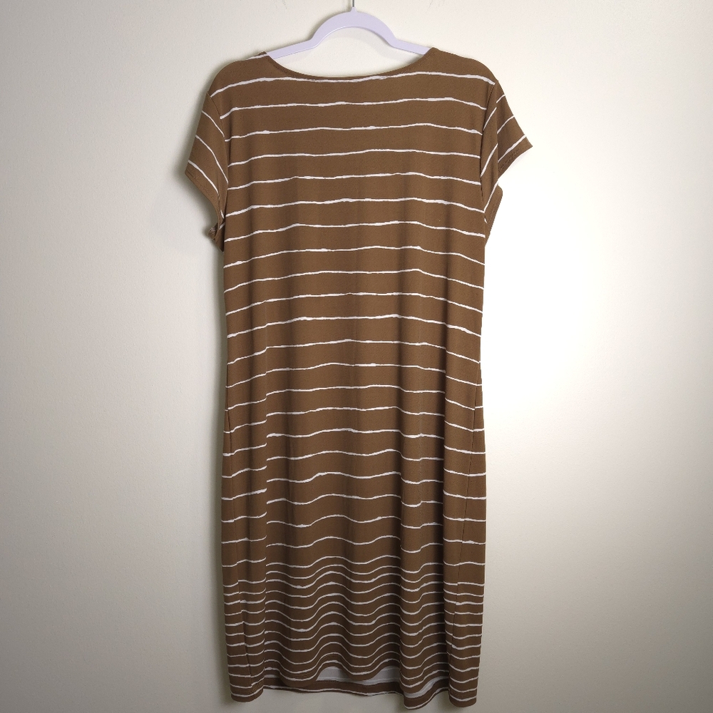 Easywear by Chico's Brown White Comfy Chic Jersey Dress 2 / L - Picture 4 of 6